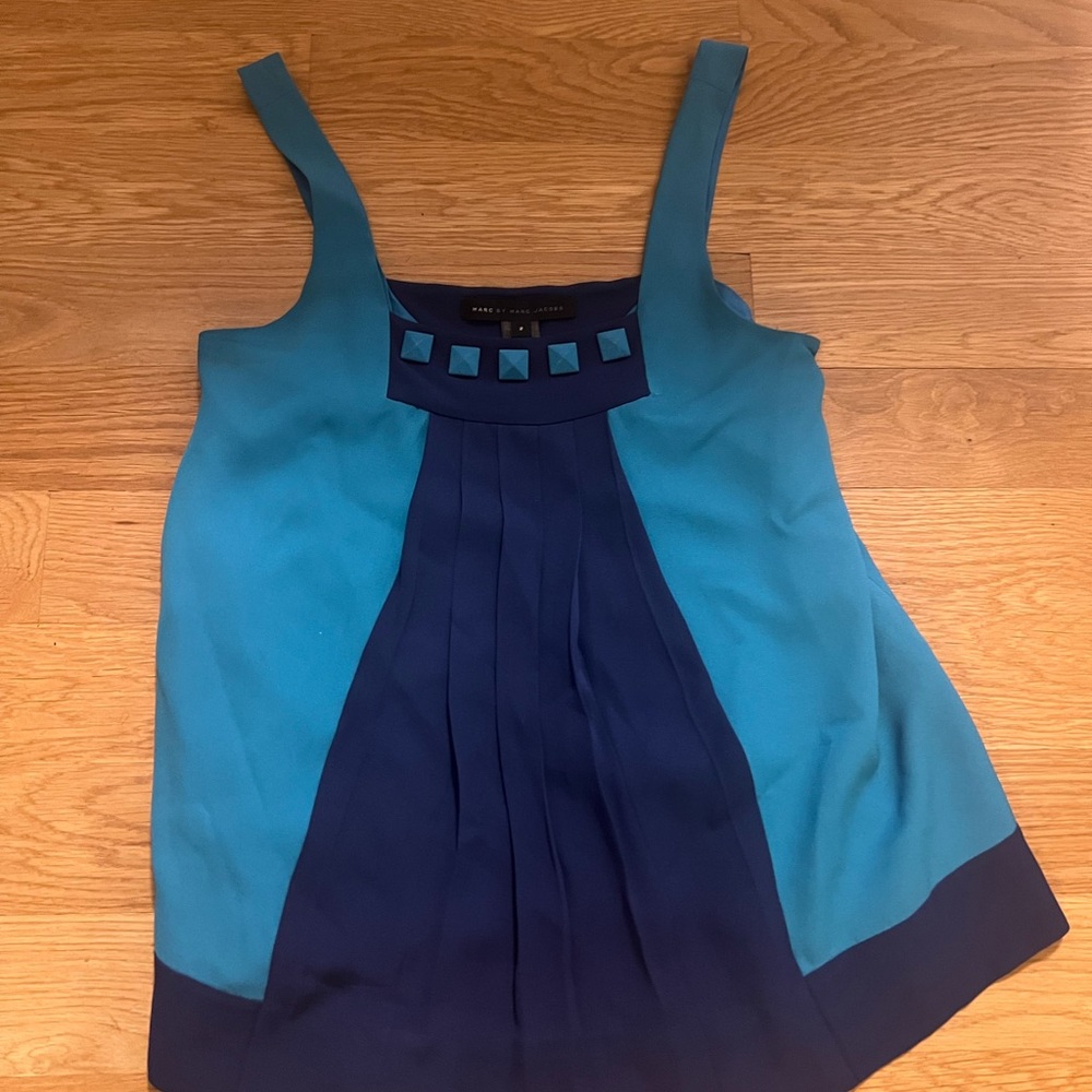 Marc By Marc Jacobs Teal and Navy Tank Top